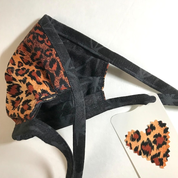 KIDS Reversible Cotton Face Mask - Leopard / Gray Stars, Ages 4-11