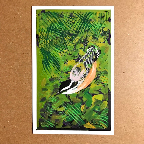 Red-breasted Nuthatch ~ Postcard Painting #193
