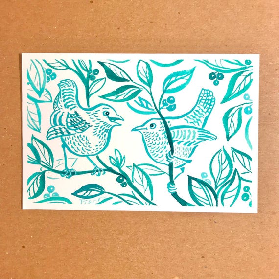 Wren Friends ~ Postcard Painting #191