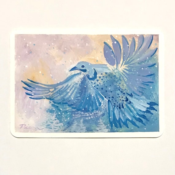 Flicker ~ Postcard Painting ~ Ready to Ship!