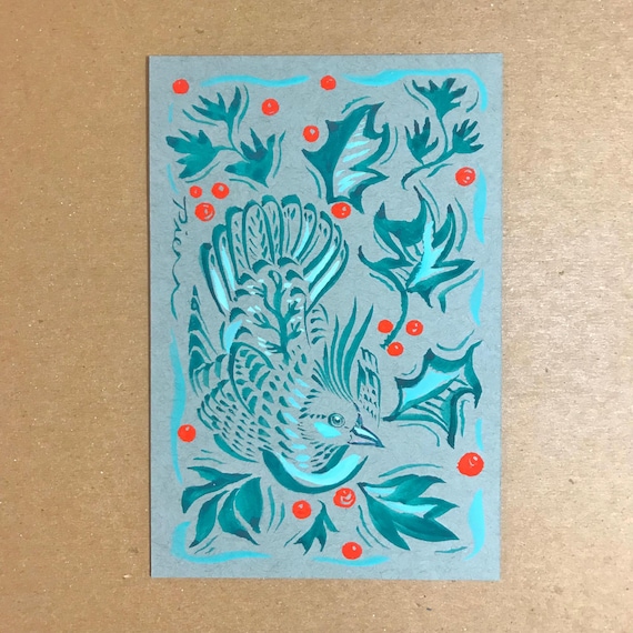 Holly & Ivy ~ Postcard Painting #270