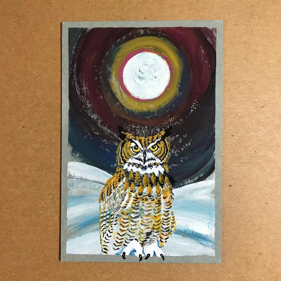 December Moon ~ Postcard Painting #262