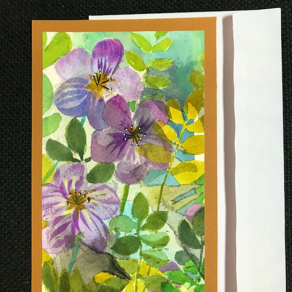 ORIGINAL Hand Painted Flower Card