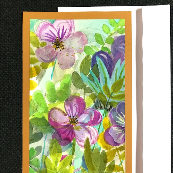 ORIGINAL Hand Painted Flower Card
