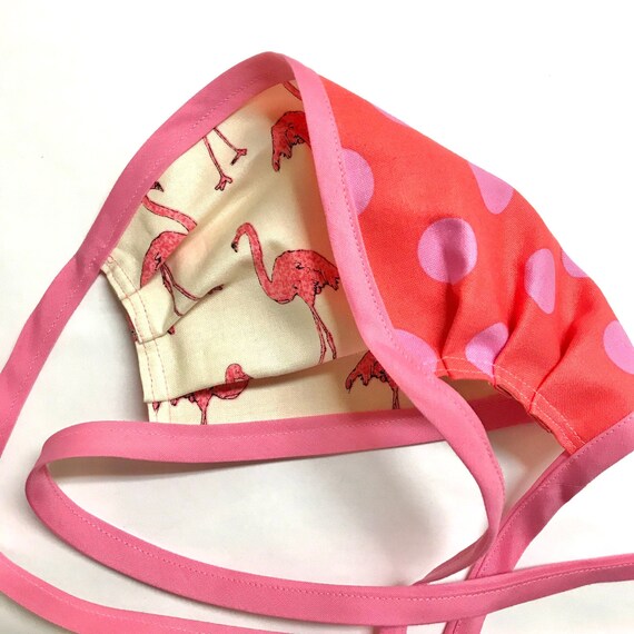 Reversible Cotton Face Mask - Pink Flamingo/Dots