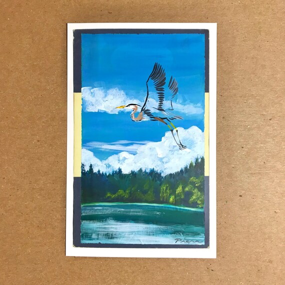 Great Blue Heron ~ Postcard Painting #71