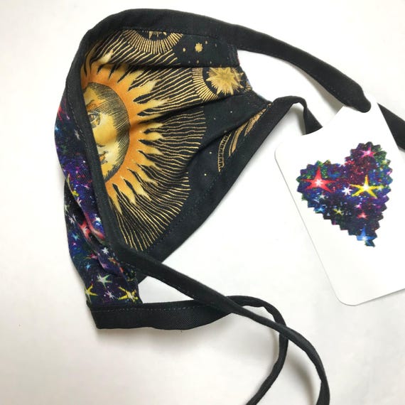 KIDS Reversible Cotton Face Mask - Starry Night / Sun, Ages 4-11