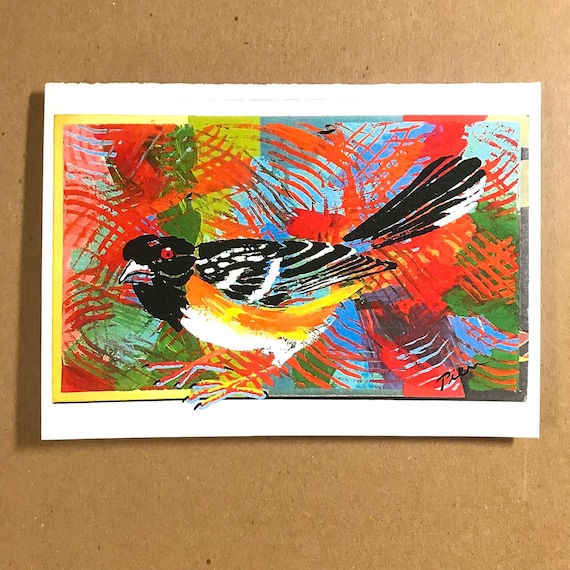 1 Spotted Towhee Art Card, Blank Inside