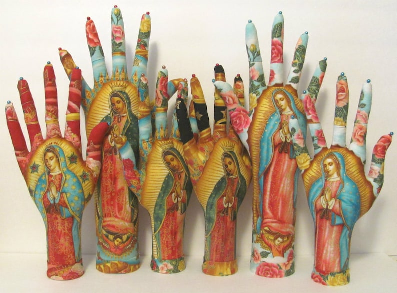 CLASSIC Our Lady Guadalupe Fabric HAND-Stand ~ Jewelry Display ~ Ready to Ship!