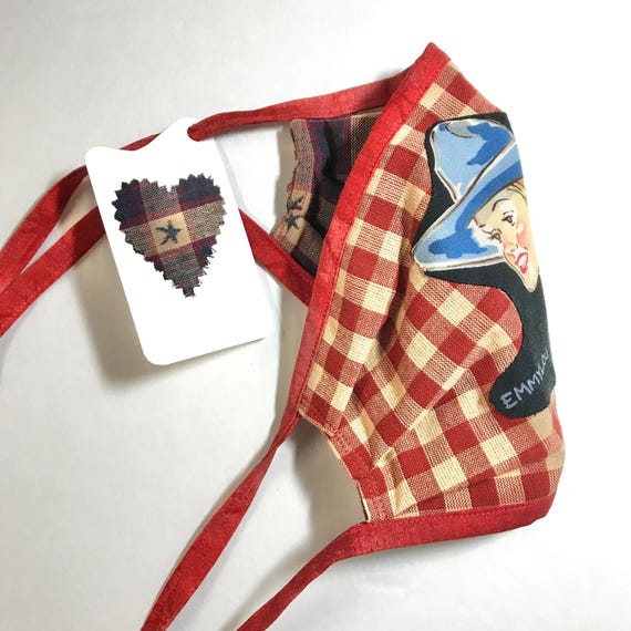 Reversible Cotton Face Mask - Buckarette EmmyLou / Red