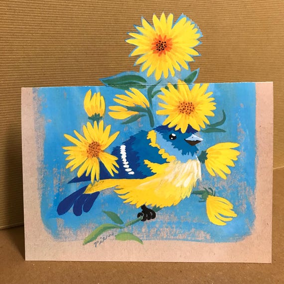 1 Pop-Up Sunflower Bird Card ~ Benefits Ukraine