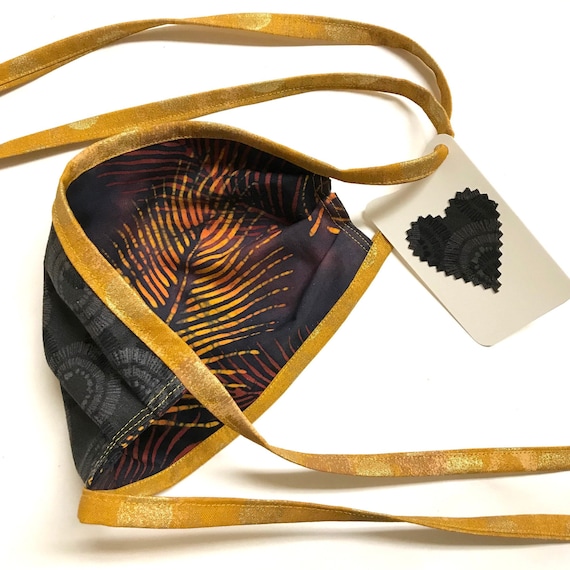 Reversible Cotton Face Mask - Feather / Gray Sunburst