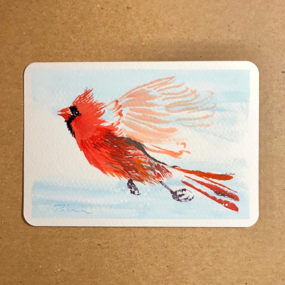 Red Cardinal ~ Postcard Painting #16