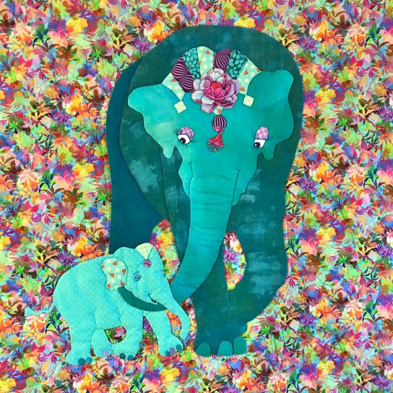 BIG HUG Elephant Lap Quilt, 42x45 Wall Tapestry