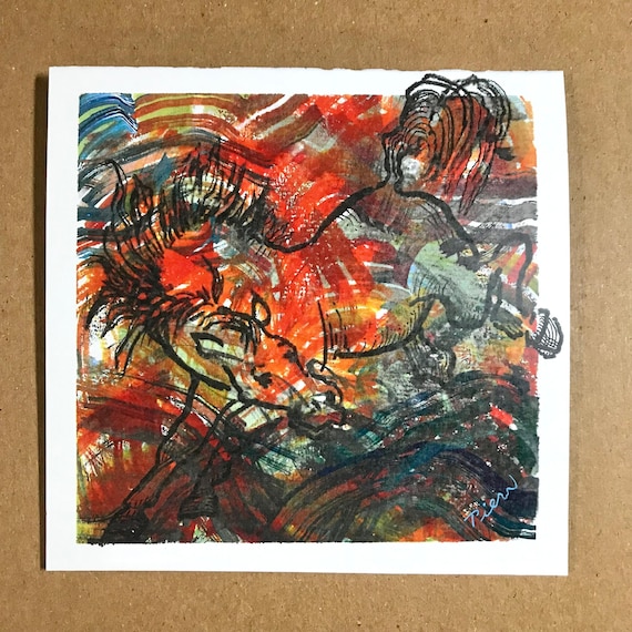 1 Year of the Horse Art Card, Blank Inside