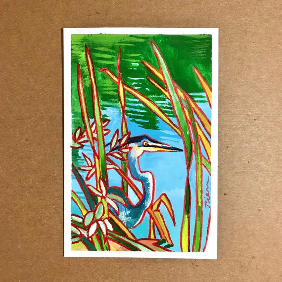 Great Blue ~ Postcard Painting #170