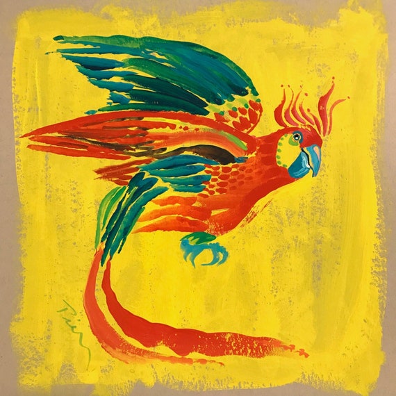 P is for... ~ Acrylic-Gouache Painting ~ Ready to Ship!