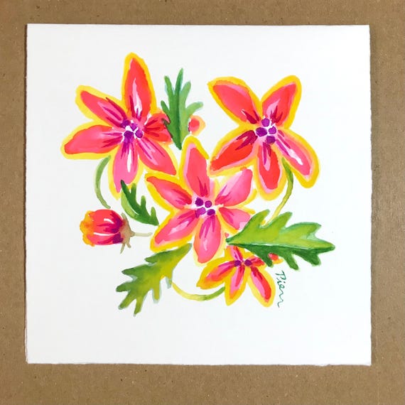 ORIGINAL Hand Painted Flower Card