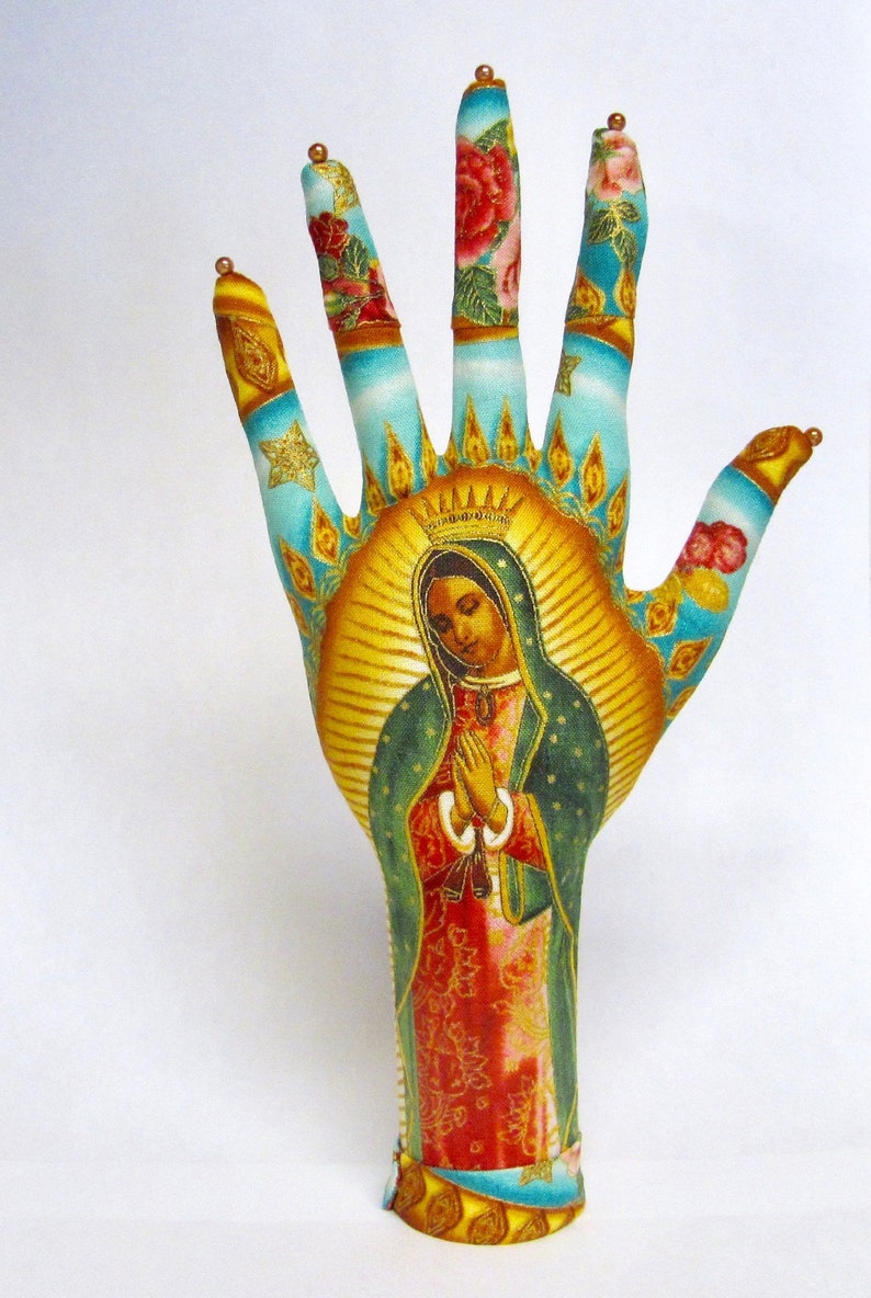 CLASSIC Our Lady Guadalupe Fabric HAND-Stand ~ Jewelry Display ~ Ready to Ship!