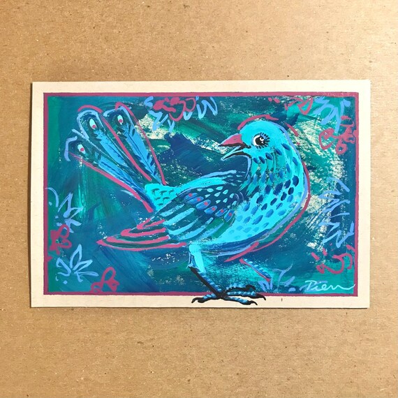 Horizon Blue Bird ~ Postcard Painting #244
