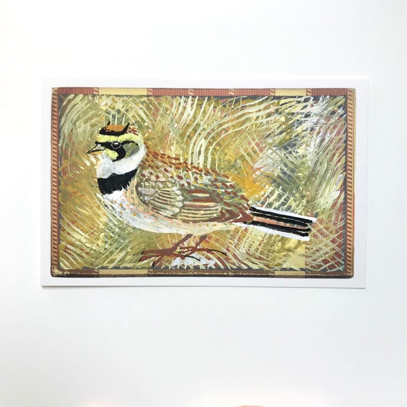 Horned Lark ~ Postcard Painting #27 ~ Ready to Ship!