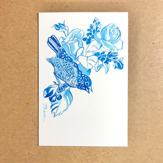 Tattoo Bird ~ Postcard Painting #217