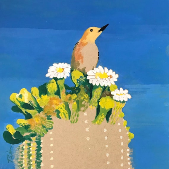 Gila Woodpecker ~ Acrylic-Gouache Painting ~ Ready to Ship!