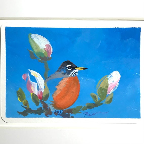 American Robin ~ Postcard Painting #64 ~ Ready to Ship!