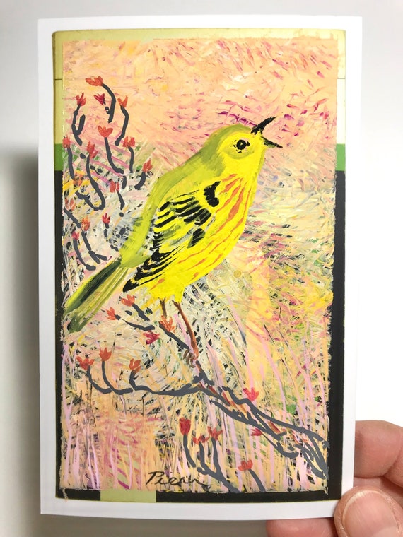 Yellow Warbler ~ Postcard Painting #48 ~ Ready to Ship!