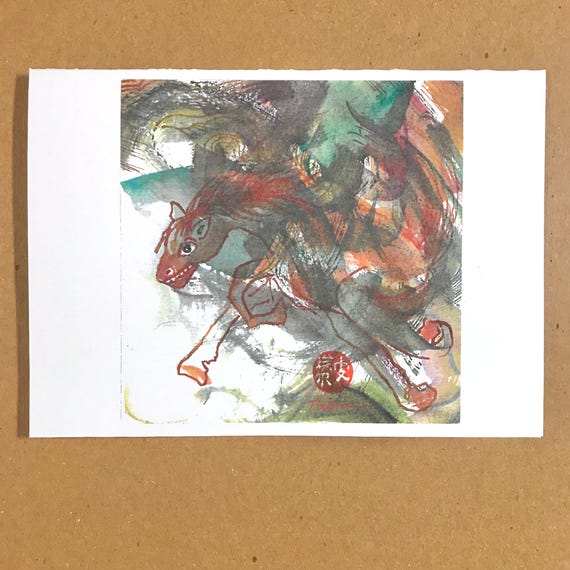 1 Year of the Horse Art Card, Blank Inside