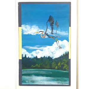 Great Blue Heron Postcard Painting 71 Ready to Ship image 1