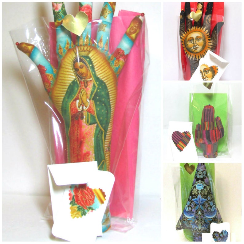 CLASSIC Our Lady Guadalupe Fabric HAND-Stand ~ Jewelry Display ~ Ready to Ship!