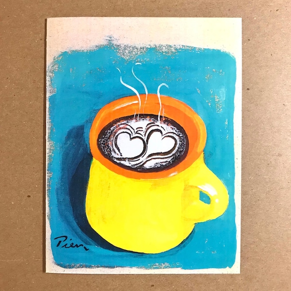 1 Yellow Mug Art Card, Blank Inside