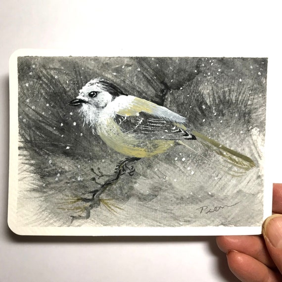 Gray Jay ~ Postcard Painting #31 ~ Ready to Ship!