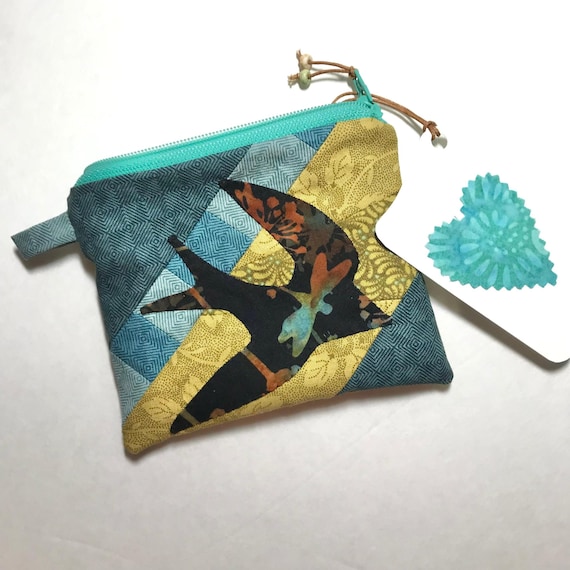 Tiny Black Swallow Wallet ~ Coin Card Purse