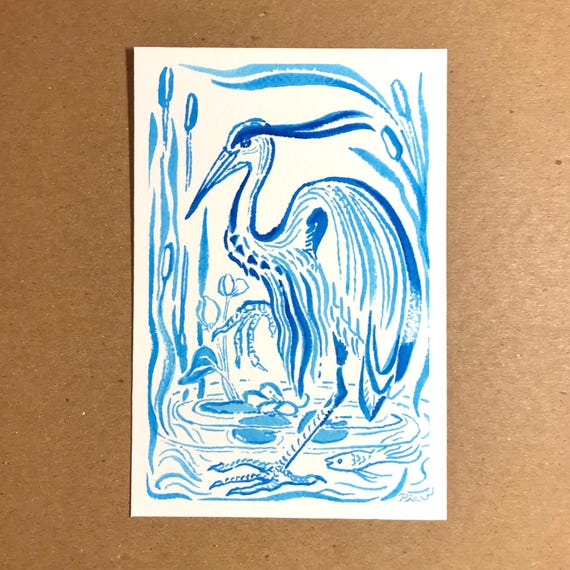 Great Blue Heron ~ Postcard Painting #147