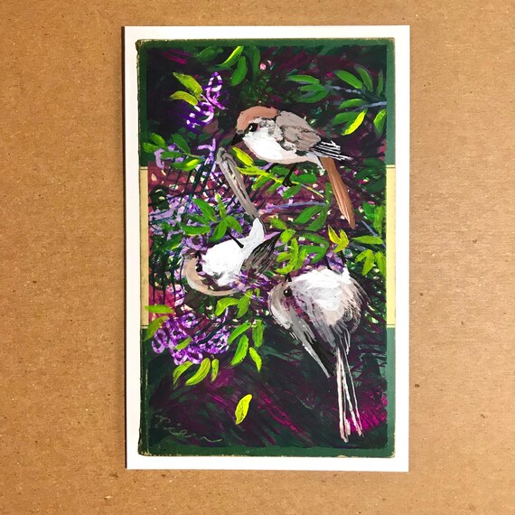 Bushtit ~ Postcard Painting #183