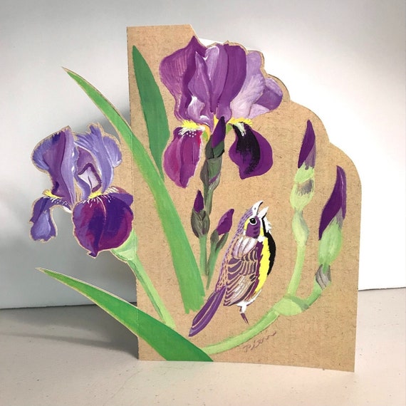 1 Pop-Out Iris Bird Card ~ Ready to Ship!