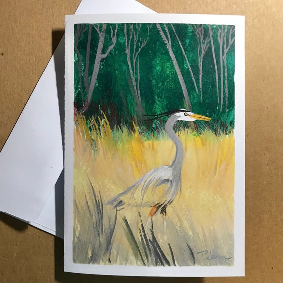 1 Great Blue Heron Card ~ Ready to Ship!