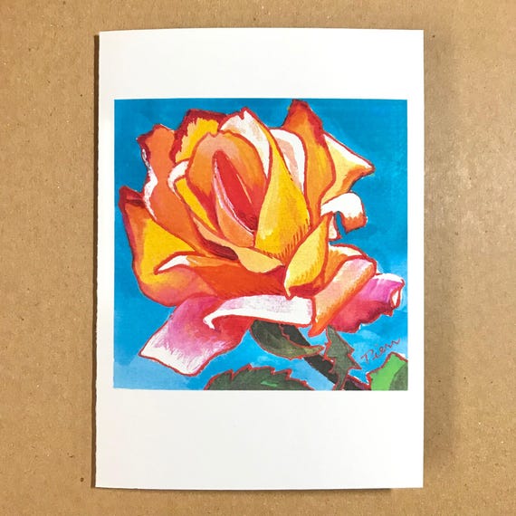 1 Rose Art Card, Blank Inside