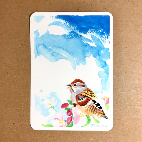 Tree Sparrow ~ Postcard Painting #67