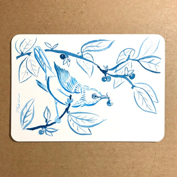 Blueberry Warbler ~ Postcard Painting #130