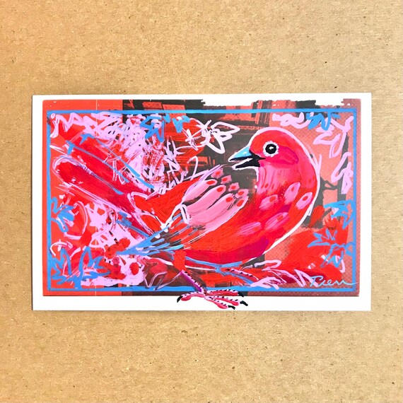 Red Bird ~ Postcard Painting #242
