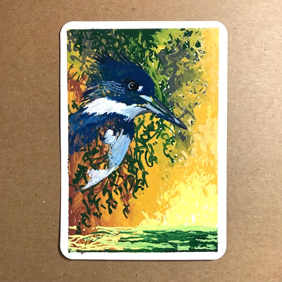 Belted Kingfisher ~ Postcard Painting #42