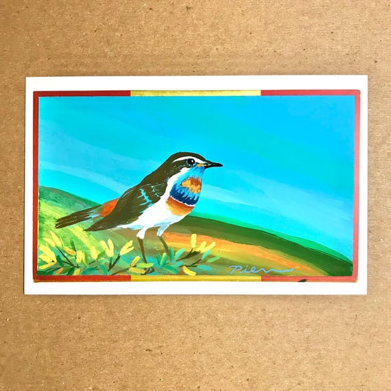 Bluethroat ~ Postcard Painting #224