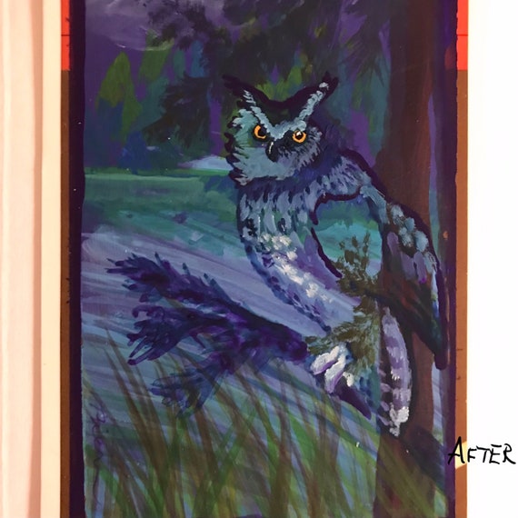 Great Horned Owl ~ Postcard Painting #88 ~ Ready to Ship!