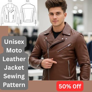 Unisex Moto Leather Jacket Sewing Pattern – Asymmetrical Biker Style (PDF Pattern)