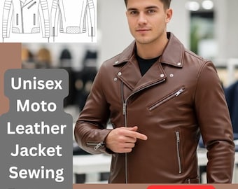 Unisex Moto Leather Jacket Sewing Pattern – Asymmetrical Biker Style (PDF Pattern)