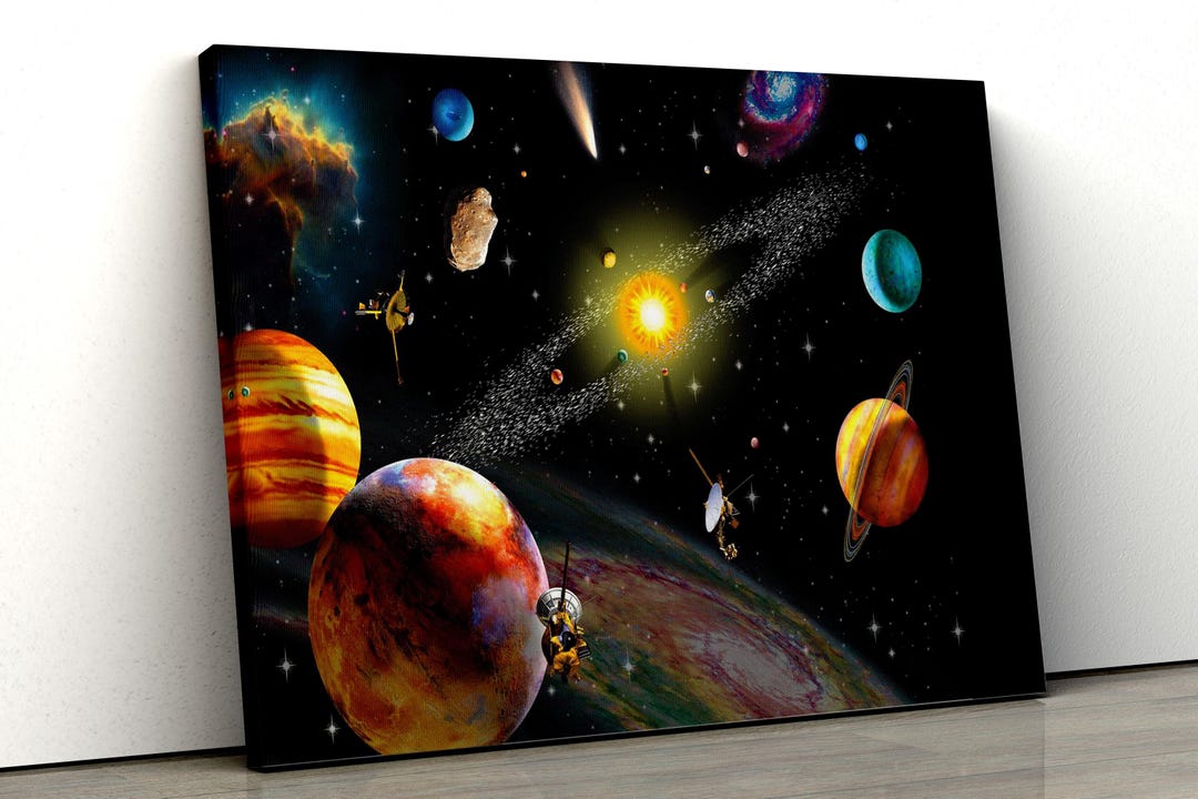 Awesome Outer Space Solar System Canvas Wall Art Design, Poster Print ...