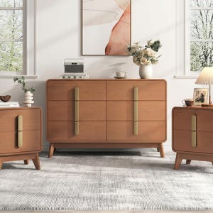 mid century modern bedroom dresser and nightstand set Furniture of America Forma Mid-Century Modern 6-Piece Walnut Solid Wood  Storage Platform Bedroom Set - On Sale - Bed Bath & Beyond